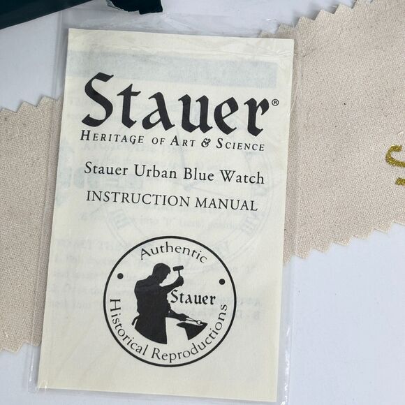 Stauer Urban Blue Dial Watch Analog Quartz Stainless Steel Black Leather Strap - Picture 5 of 9